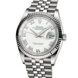 36mm Steel White Roman Dial 18k Fluted Bezel Jubilee 2023