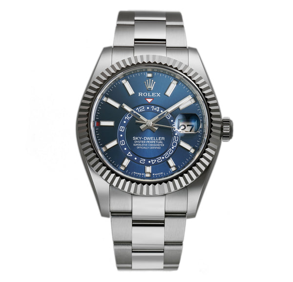 42mm Stainless Steel Blue Dial 18k Fluted Bezel Oyster Bracelet