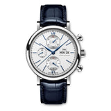 42mm Stainless Steel Chronograph Silver Dial On Blue Strap