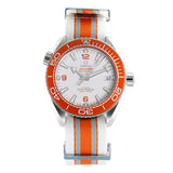 44mm Planet Ocean Stainless Steel Orange Bezel White Dial