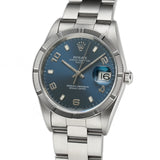 34mm Vintage Date Engine Turned Bezel Blue Dial