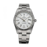 34mm Vintage Date Steel Engine Turned Bezel White Dial