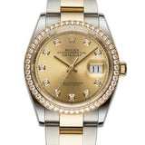 36mm Steel and 18k YG  Champagne Diamond Dial & Bezel Oyster