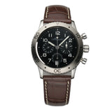 39mm Transatlantique Flyback Chrono Steel Black Dial