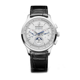 40mm Chronograph Calendar Silver Dial Steel Black Strap