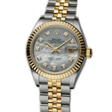 28mm Steel & 18k YG MOP Mother of Pearl Diamond Dial Jubilee