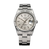 34mm Vintage Date Engine Turned Bezel Silver Dial
