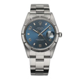 34mm Vintage Date Engine Turned Bezel Blue Dial
