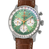41mm B01 Chronograph Steel Mint Light Green Dial on Leather Strap