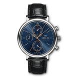 42mm Stainless Steel Chronograph Blue Dial On Black Strap