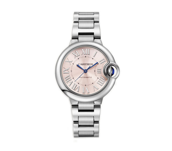 33mm Pink Roman Dial Stainless Steel Bracelet Automatic