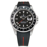 40mm Steel Black Bezel Insert P Serial Circa 2000 With RubberB Strap
