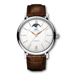 40mm Moonphase Stainless Steel Brown Strap