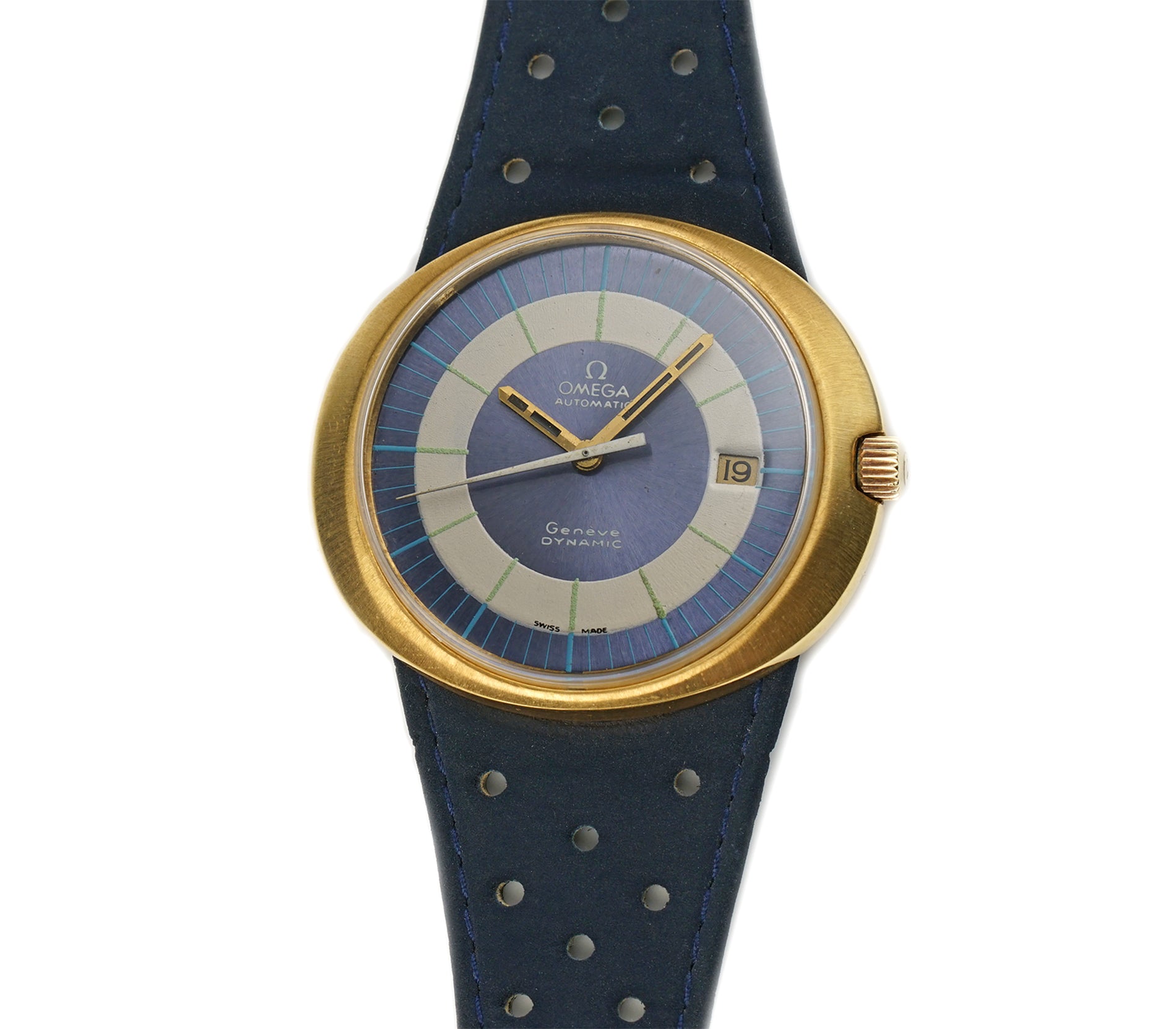 愛子！OMEGAヴィンテージプラス分 Omega Dynamic 41mm Vintage 18k YG Blue Bullseye Dial Auto 166.039