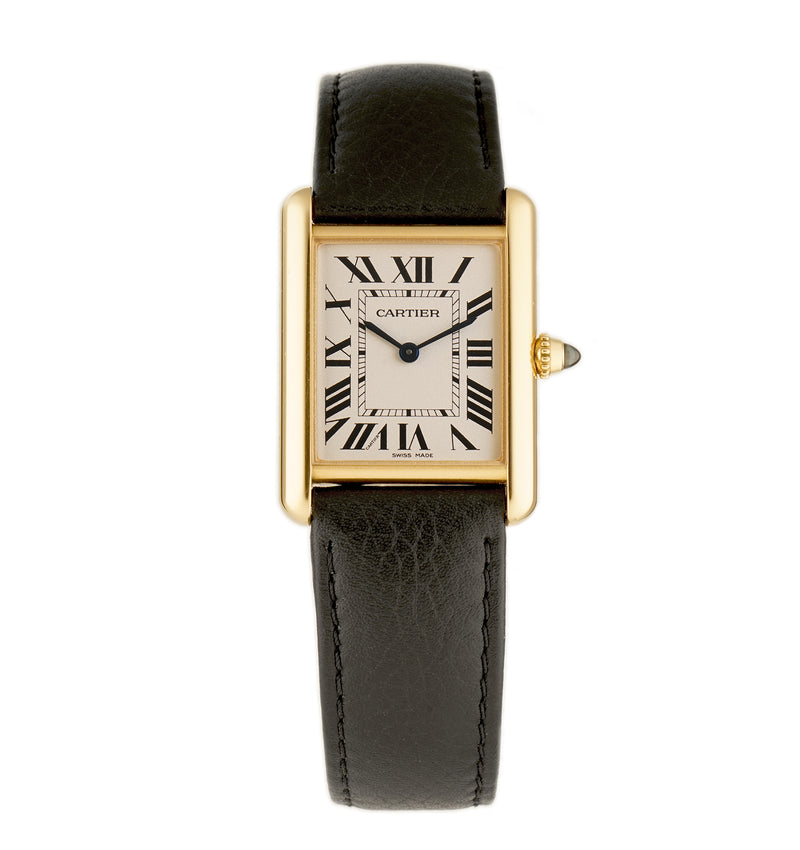 CRWGTA0067 - Tank Louis Cartier watch - Large model, quartz movement, 18K  yellow gold, leather - Cartier