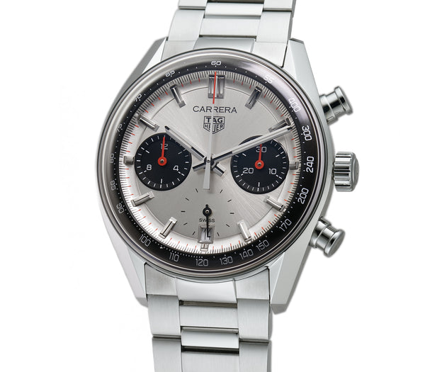 39mm Glass Box Chronograph Steel White Sunray Dial