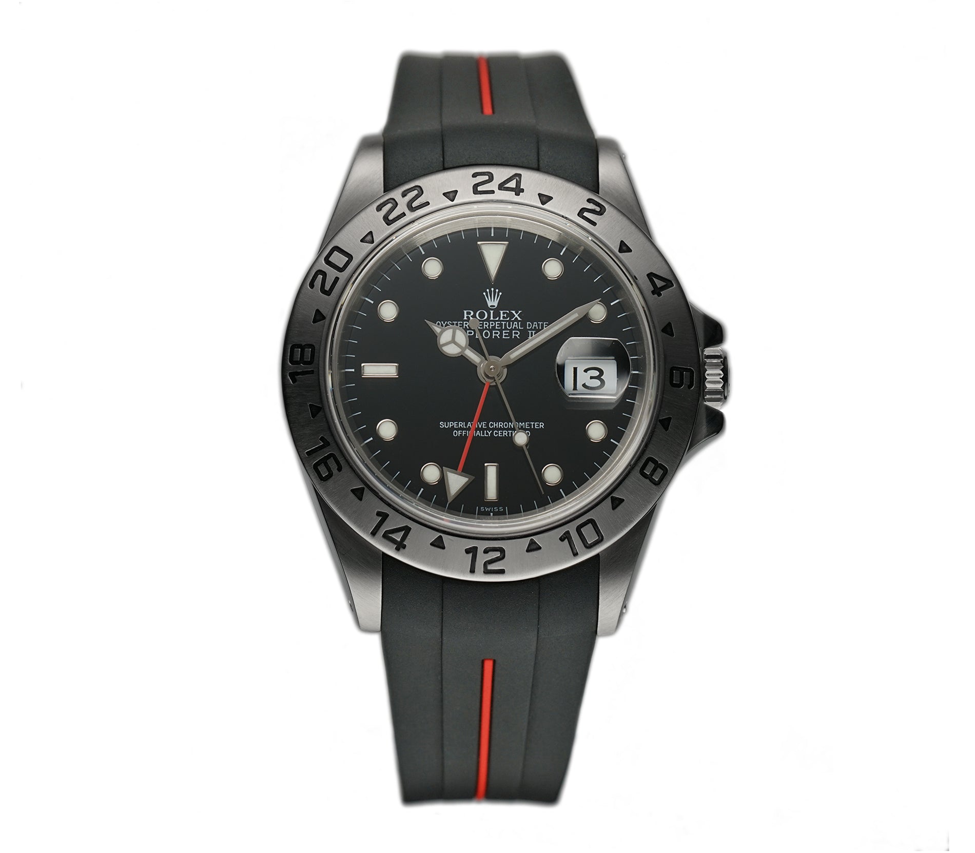 Rolex Explorer II 40mm Swiss Only Black Dial With RubberB