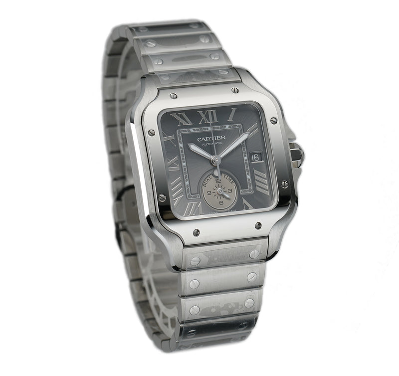 40mm Large Steel Dual Time Anthracite Grey Dial