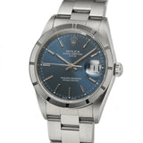 34mm Vintage Date Steel Engine Turned Bezel Blue Dial