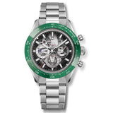 41mm Sport Chronograph Ceramic Bezel Steel Skeleton Green