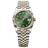 36mm Steel & Yellow Gold Fluted Bezel Green Roman Dial Jubilee Bracelet