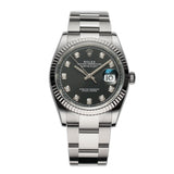36mm Steel Black Diamond Dial Fluted Bezel Oyster