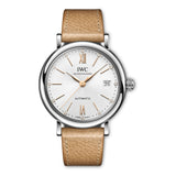 37mm Stainless Steel Silver Diamond Dial On Beige Strap