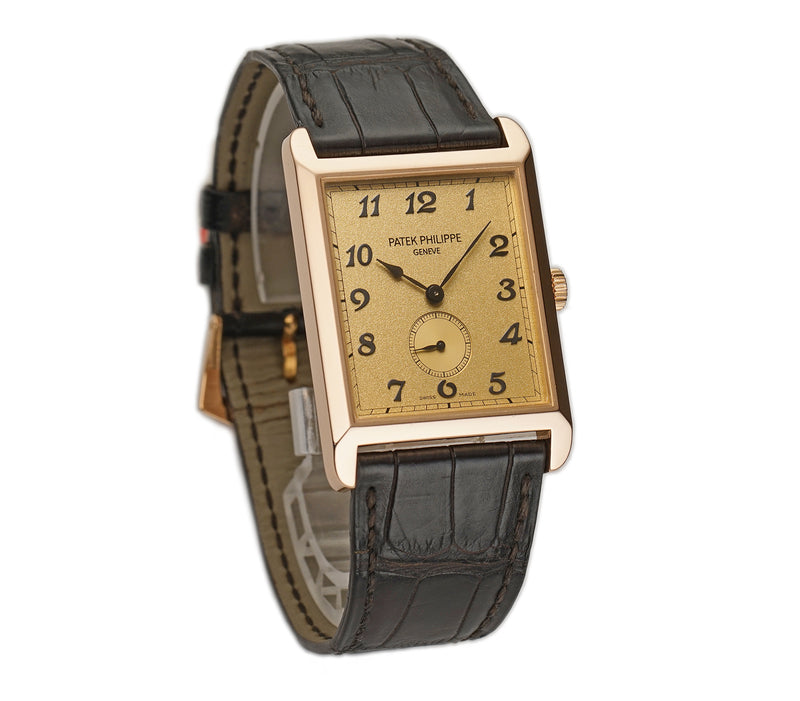 30mm 18k Rose Gold Golden Dial Dress Watch