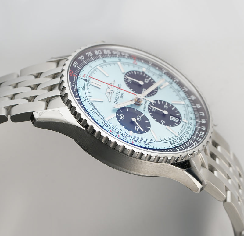 43mm B01 Chronograph Steel Ice Blue Dial 2024