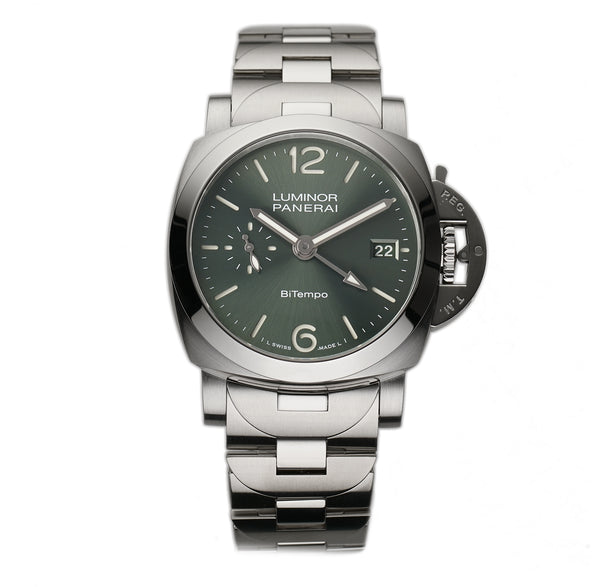 40mm Quaranta BiTempo Steel Green Dial