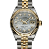 28mm Steel & 18k YG MOP Mother of Pearl Diamond Dial Jubilee
