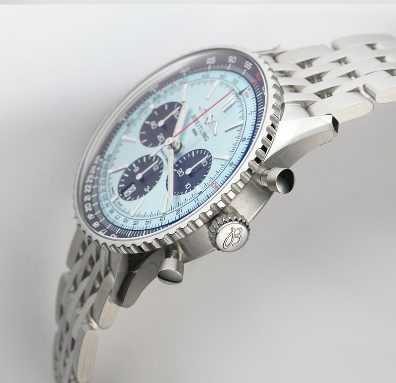 43mm B01 Chronograph Steel Ice Blue Dial 2024