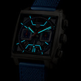 39mm Titanium Chronograph Blue Skeleton Dial