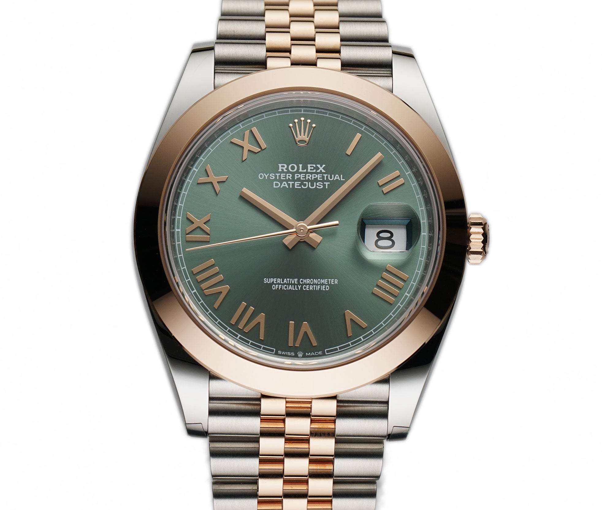 Rolex Datejust 41 Steel & Everose Green Dial Jubilee 126301-022