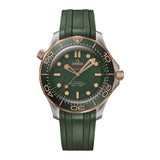 42mm Diver 300M Master Co-Axial Titanium & Bronze Gold Green Dial On Green Rubber Strap
