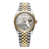 36mm Steel & Yellow Gold MOP Mother of Pearl Diamond Dial Jubilee Bracelet