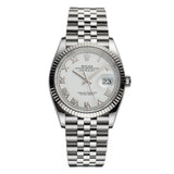 36mm Steel White Roman Dial Fluted Bezel Jubilee