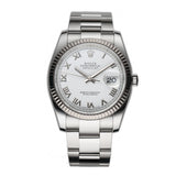 36mm Fluted Bezel Steel White Roman Dial