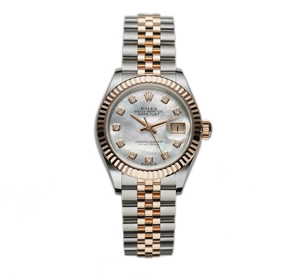 28mm Steel and 18k Everose Gold MOP Diamond Dial Jubilee