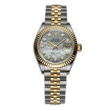 28mm Steel & 18k YG MOP Mother of Pearl Diamond Dial Jubilee