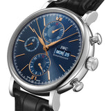 42mm Stainless Steel Chronograph Blue Dial On Black Strap