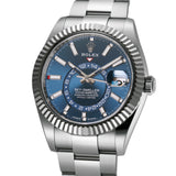 42mm Stainless Steel Blue Dial 18k Fluted Bezel Oyster Bracelet