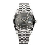 41mm Steel Rhodium Diamond Dial Fluted Bezel Jubilee