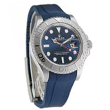 40 Stainless Steel Platinum Bezel Blue Dial With Blue RubberB