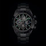 41mm Sport Chronograph Ceramic Bezel Steel Skeleton Black Dial