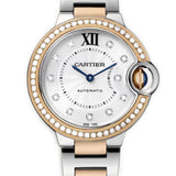 33mm Steel and 18k Rose Gold Diamond Bezel Silver Diamond Dial Bracelet Automatic