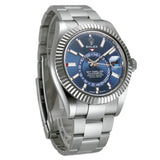 42mm Stainless Steel Blue Dial 18k Fluted Bezel Oyster Bracelet