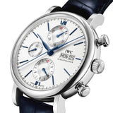 42mm Stainless Steel Chronograph Silver Dial On Blue Strap