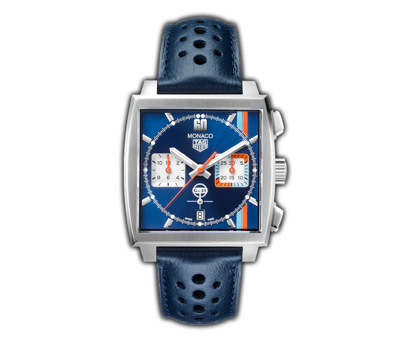 39mm Gulf Stainless Steel Chronograph Blue Dial