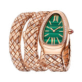 35mm Tubogas 18k Rose Gold Diamonds Green Dial